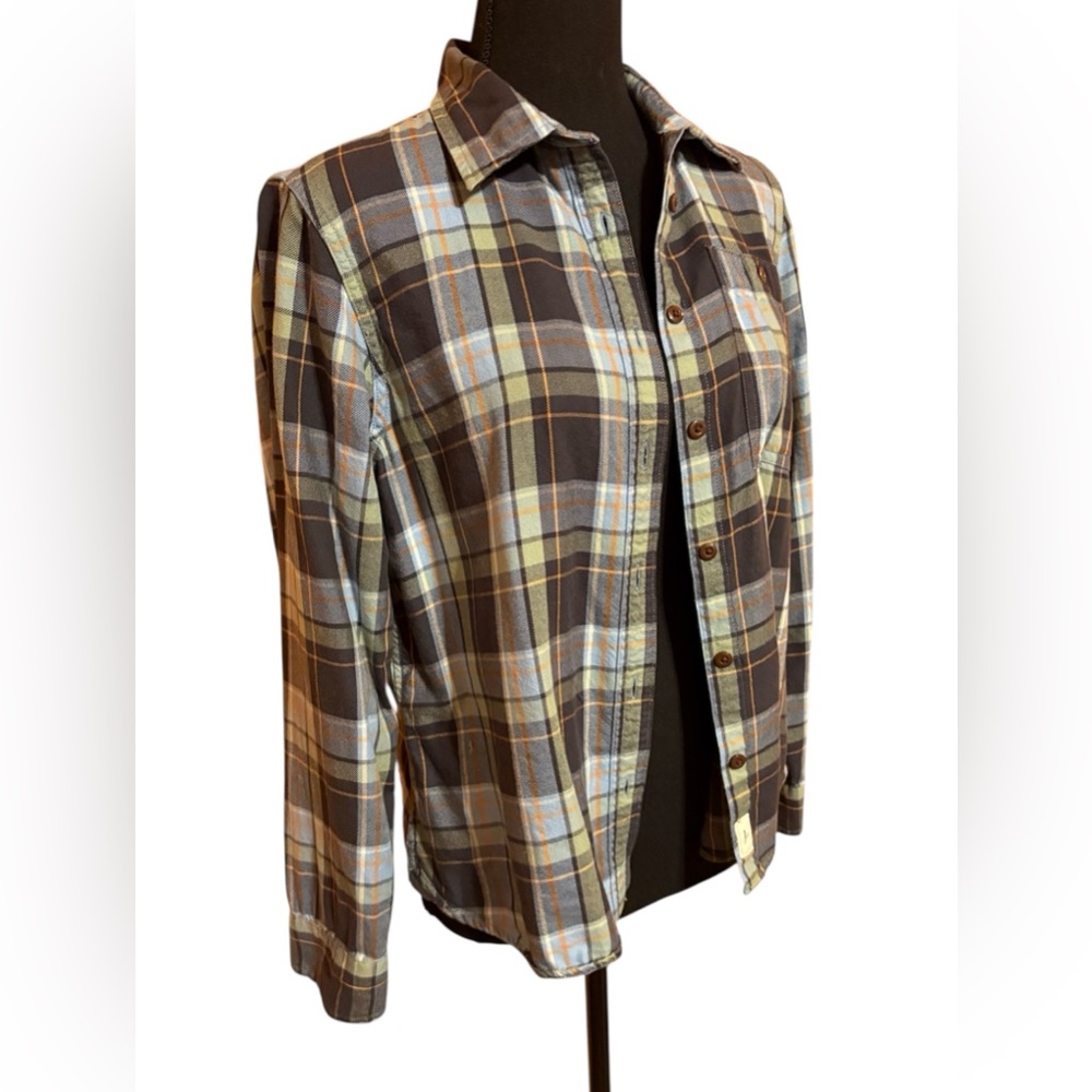 Llbean organic cotton plaid shirt small petite